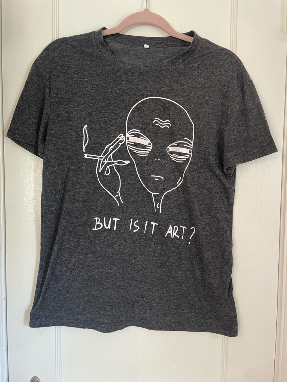 Graphic 'But Is It Art?' Short Sleeve Tee - Charcoal